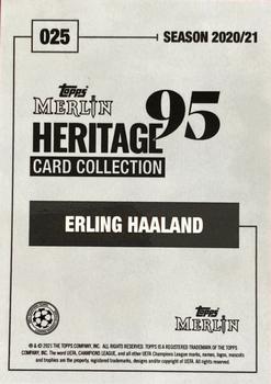 2020-21 Topps Merlin Heritage 95 - Black and White Background #025 Erling Haaland Back