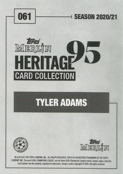 2020-21 Topps Merlin Heritage 95 - Black and White Background #061 Tyler Adams Back