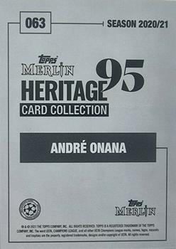 2020-21 Topps Merlin Heritage 95 - Black and White Background #063 André Onana Back