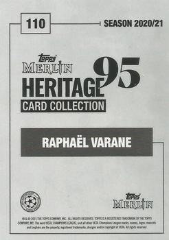 2020-21 Topps Merlin Heritage 95 - Black and White Background #110 Raphaël Varane Back