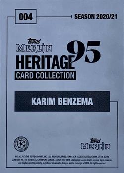 2020-21 Topps Merlin Heritage 95 - Purple #004 Karim Benzema Back