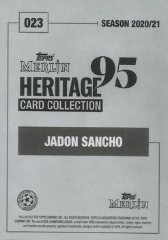 2020-21 Topps Merlin Heritage 95 - Purple #023 Jadon Sancho Back