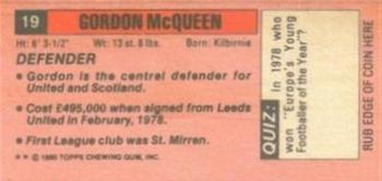 1980-81 Topps Footballer (Pink Back) - Singles #19 Gordon McQueen Back