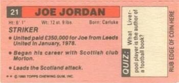 1980-81 Topps Footballer (Pink Back) - Singles #21 Joe Jordan Back
