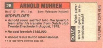 1980-81 Topps Footballer (Pink Back) - Singles #28 Arnold Muhren Back