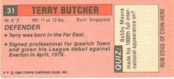 1980-81 Topps Footballer (Pink Back) - Singles #31 Terry Butcher Back