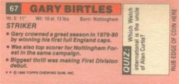 1980-81 Topps Footballer (Pink Back) - Singles #67 Gary Birtles Back