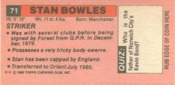 1980-81 Topps Footballer (Pink Back) - Singles #71 Stan Bowles Back