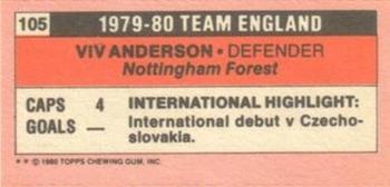 1980-81 Topps Footballer (Pink Back) - Singles #105 Viv Anderson Back