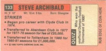 1980-81 Topps Footballer (Pink Back) - Singles #133 Steve Archibald Back