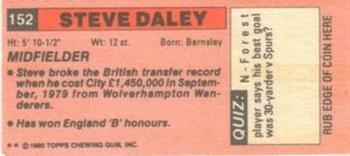 1980-81 Topps Footballer (Pink Back) - Singles #152 Steve Daley Back