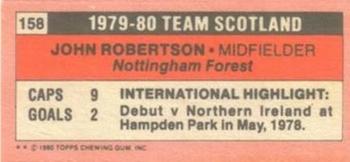 1980-81 Topps Footballer (Pink Back) - Singles #158 John Robertson Back
