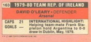 1980-81 Topps Footballer (Pink Back) - Singles #163 David O'Leary Back