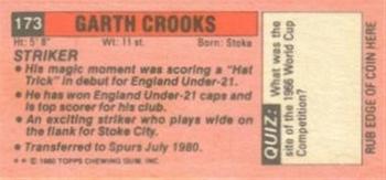 1980-81 Topps Footballer (Pink Back) - Singles #173 Garth Crooks Back