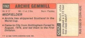 1980-81 Topps Footballer (Pink Back) - Singles #192 Archie Gemmill Back
