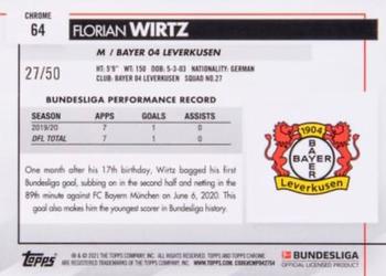 2020-21 Topps Chrome Bundesliga - Gold Wave #64 Florian Wirtz Back