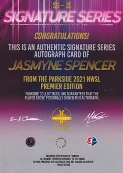 2021 Parkside NWSL Premier Edition - Autographs Blue Ink #SS-JS Jasmyne Spencer Back