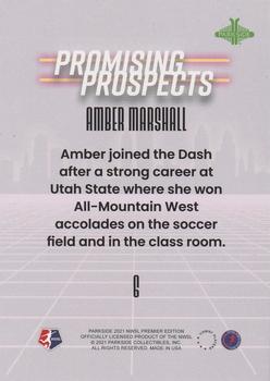2021 Parkside NWSL Premier Edition - Promising Prospects Red #6 Amber Marshall Back