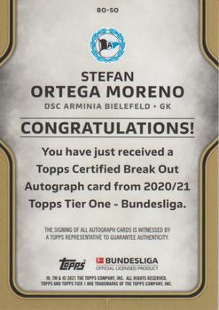 2020-21 Topps Tier One Bundesliga  - Break Out Autographs Black #BO-SO Stefan Ortega Moreno Back