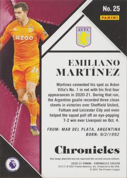 2020-21 Panini Chronicles - Chronicles Premier League Purple Astro #25 Emiliano Martinez Back
