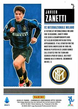 2020-21 Panini Chronicles - Contenders Historic Rookie Ticket Serie A #2 Javier Zanetti Back