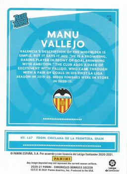 2020-21 Panini Chronicles - Donruss Rated Rookies La Liga #4 Manu Vallejo Back