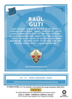 2020-21 Panini Chronicles - Donruss Rated Rookies La Liga Green Circles #2 Raul Guti Back