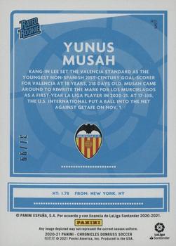 2020-21 Panini Chronicles - Donruss Rated Rookies La Liga Press Proof Blue #3 Yunus Musah Back