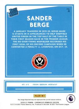 2020-21 Panini Chronicles - Donruss Rated Rookies Premier League #4 Sander Berge Back