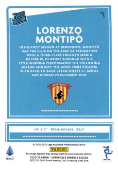 2020-21 Panini Chronicles - Donruss Rated Rookies Serie A Silver Circles #3 Lorenzo Montipo Back
