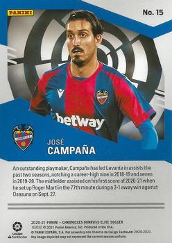 2020-21 Panini Chronicles - Elite La Liga Green Circles #15 Jose Campana Back