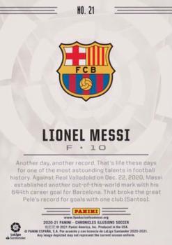 2020-21 Panini Chronicles - Illusions La Liga Red Lasers #21 Lionel Messi Back