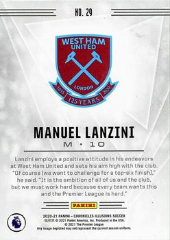 2020-21 Panini Chronicles - Illusions Premier League Purple Astro #29 Manuel Lanzini Back