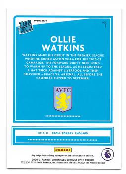 2020-21 Panini Chronicles - Optic Rated Rookies Premier League Purple Mojo #1 Ollie Watkins Back
