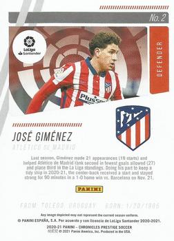 2020-21 Panini Chronicles - Prestige La Liga #2 Jose Gimenez Back