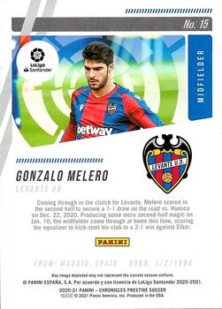 2020-21 Panini Chronicles - Prestige La Liga Xtra Points Purple Astro #15 Gonzalo Melero Back