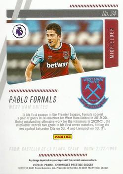 2020-21 Panini Chronicles - Prestige Premier League #24 Pablo Fornals Back