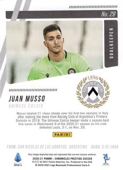 2020-21 Panini Chronicles - Prestige Serie A Xtra Points Green Circles #29 Juan Musso Back