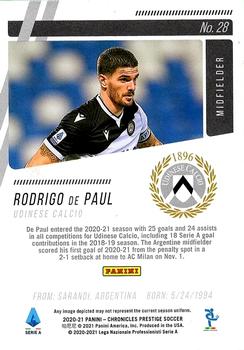 2020-21 Panini Chronicles - Prestige Serie A Xtra Points Purple Astro #28 Rodrigo de Paul Back