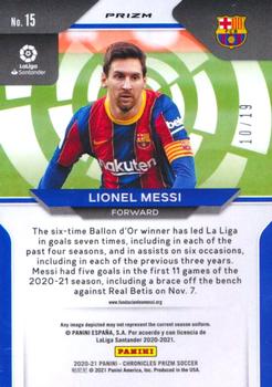 2020-21 Panini Chronicles - Prizm La Liga Pink Wave FOTL #15 Lionel Messi Back
