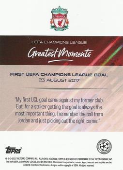 2021 Topps O Jogo Bonito Roberto Firmino - Greatest Moments #NNO Roberto Firmino - First UEFA Champions League Goal - 23 August 2017 Back