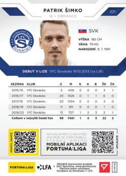 2020-21 SportZoo Fortuna:Liga 2. Serie #221 Patrik Simko Back