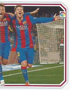 2015-16 Panini LaLiga BBVA Stickers (Brazil) #65 Luis Suárez / Neymar / Messi Front