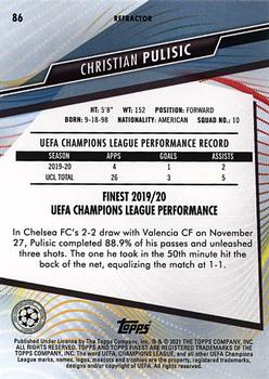 2020-21 Finest UEFA Champions League - Refractor #86 Christian Pulisic Back