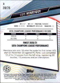 2020-21 Finest UEFA Champions League - Aqua Refractor #3 Luis Henrique Back