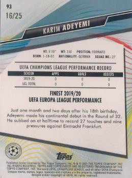 2020-21 Finest UEFA Champions League - Orange Refractor #93 Karim Adeyemi Back
