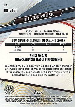 2020-21 Finest UEFA Champions League - Pink Refractor #86 Christian Pulisic Back