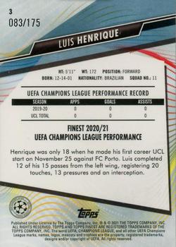 2020-21 Finest UEFA Champions League - Speckle Refractor #3 Luis Henrique Back
