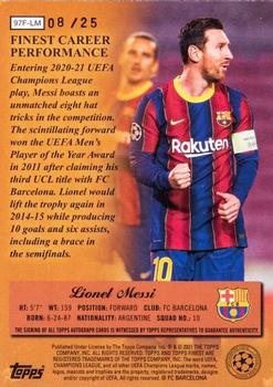 2020-21 Finest UEFA Champions League - 1997 Topps Finest Masters Autographs #97F-LM Lionel Messi Back