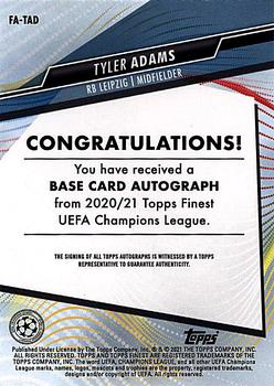 2020-21 Finest UEFA Champions League - Autographs #FA-TAD Tyler Adams Back